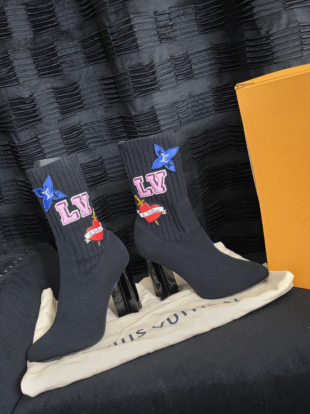 Louis Vuitton Black LV Logo Sock Booties